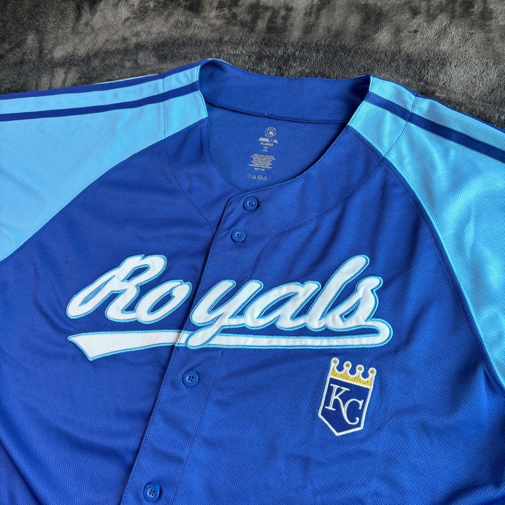 Stitches Kansas City Royals MLB Raglan‎ Baseball Jersey Blue Men's Size XL